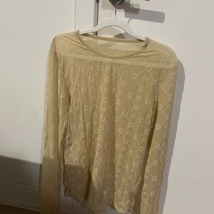 Marine Serre Beige Sheer Lace Blouse